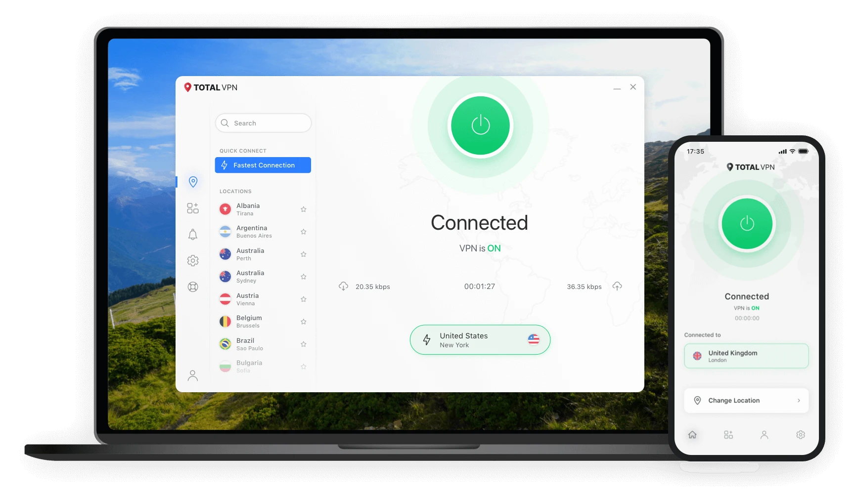 Total VPN interface displayed across supported device types